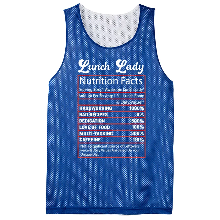 Funny Lunch Lady Nutrition Facts School Cafeteria Cooks Gift Mesh Reversible Basketball Jersey Tank