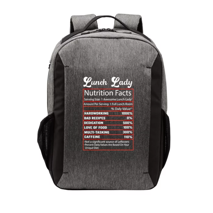 Funny Lunch Lady Nutrition Facts School Cafeteria Cooks Gift Vector Backpack