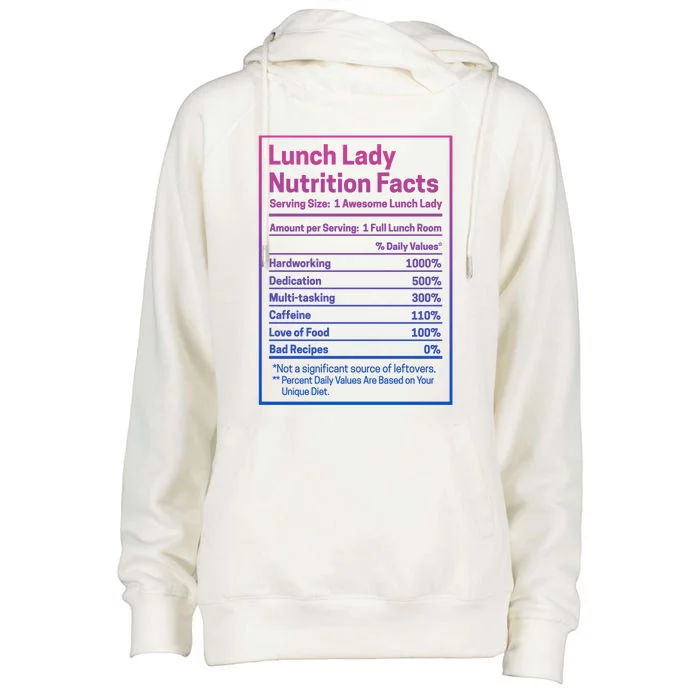 Funny Lunch Lady Nutrition Facts School Cafeteria Cooks Gift Womens Funnel Neck Pullover Hood