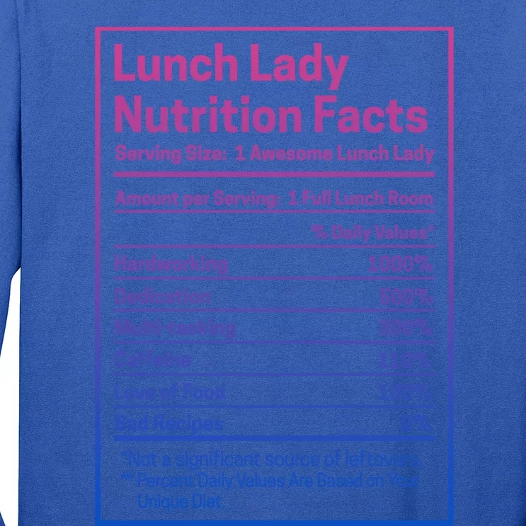 Funny Lunch Lady Nutrition Facts School Cafeteria Cooks Gift Long Sleeve Shirt