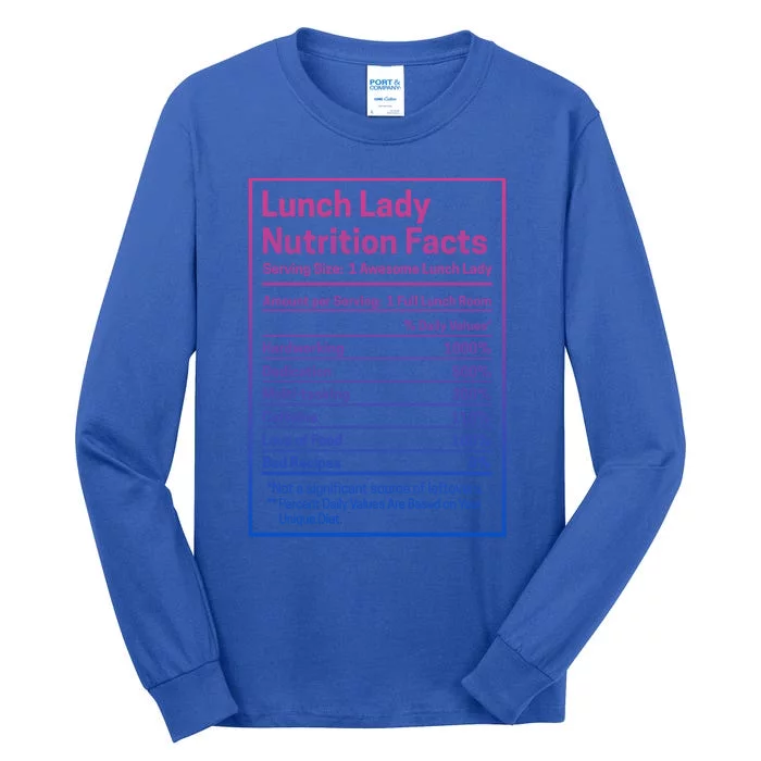 Funny Lunch Lady Nutrition Facts School Cafeteria Cooks Gift Tall Long Sleeve T-Shirt