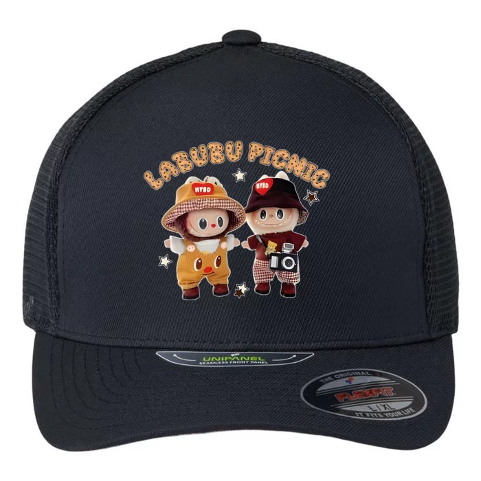 Funny Labubu Lover Cute Labubu Picnic And Friends Flexfit Unipanel Trucker Cap