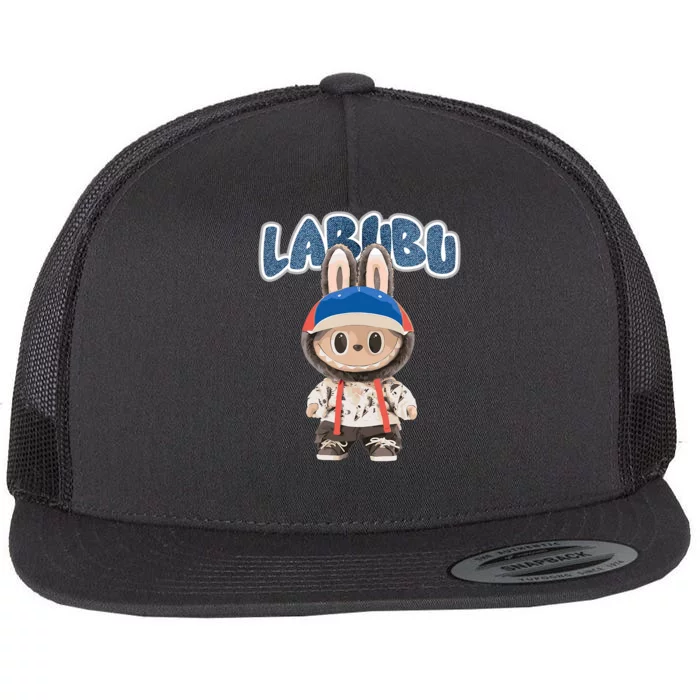 Funny Labubu Lover Cute Labubu The Monsters Party Flat Bill Trucker Hat