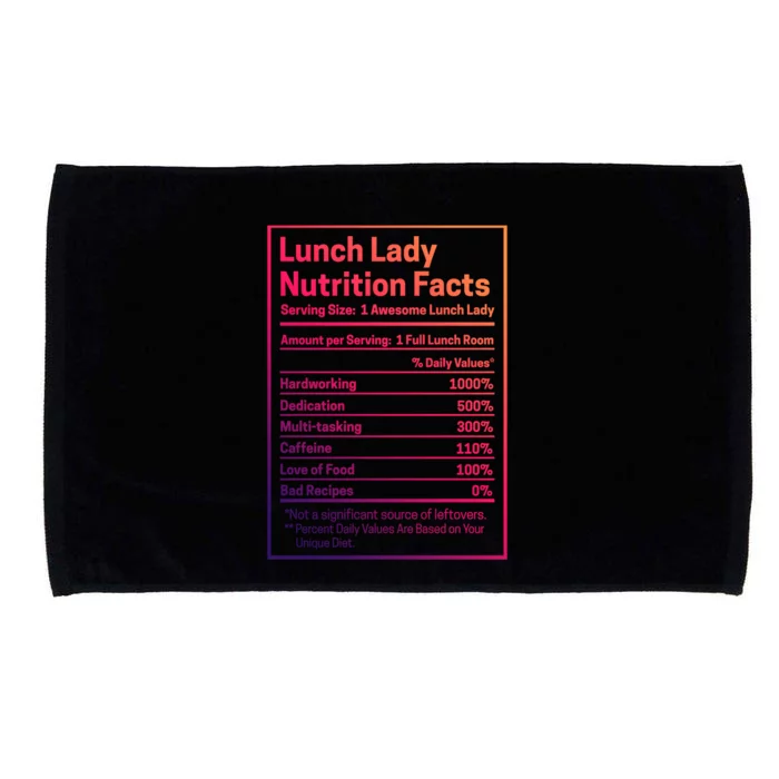 Funny Lunch Lady Nutrition Facts School Cafeteria Cooks Cool Gift Microfiber Hand Towel