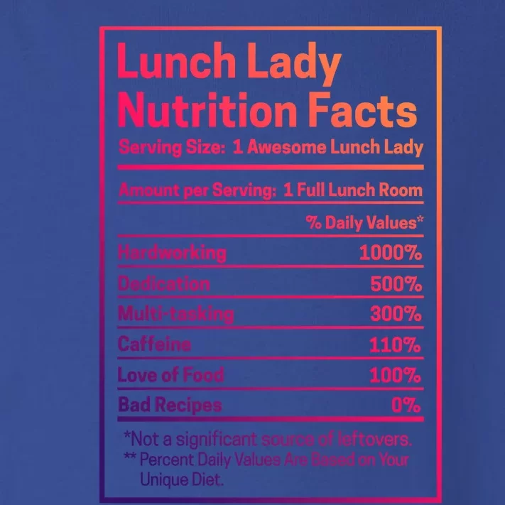 Funny Lunch Lady Nutrition Facts School Cafeteria Cooks Cool Gift Toddler Long Sleeve Shirt