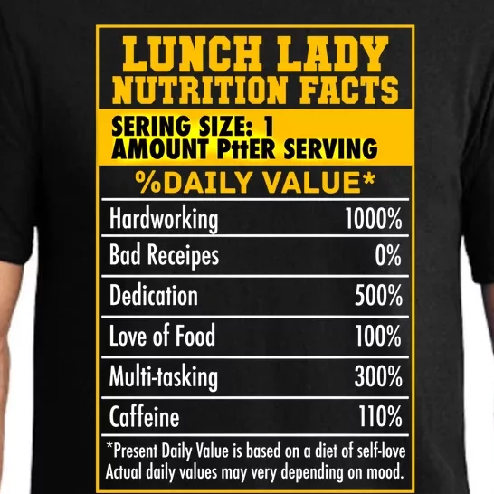 Funny Lunch Lady Nutrition Facts School Cafeteria Cooks Tee Gift Pajama Set