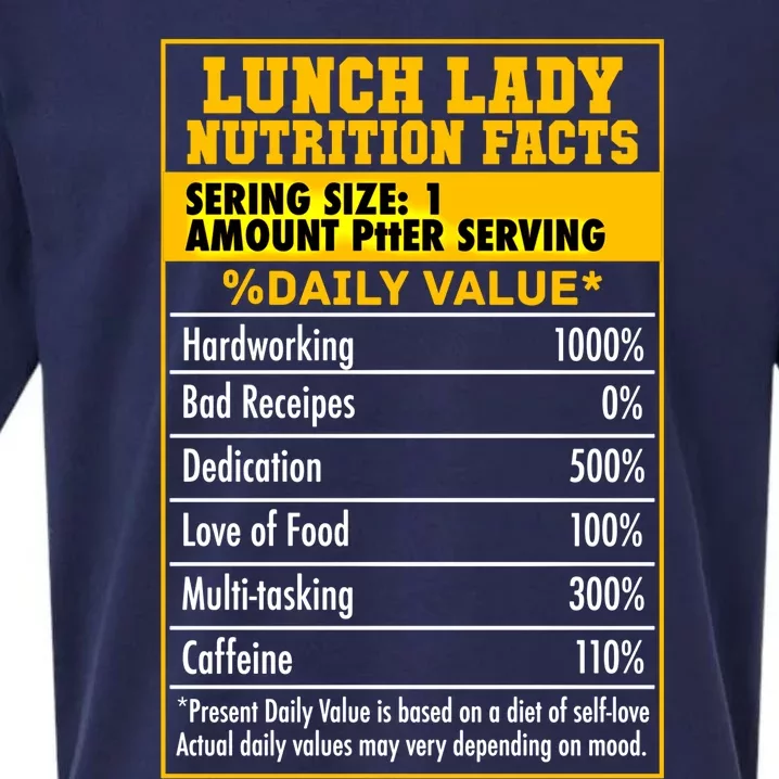 Funny Lunch Lady Nutrition Facts School Cafeteria Cooks Tee Gift Sueded Cloud Jersey T-Shirt