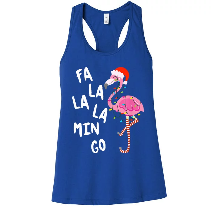 Fa La La La Mingo Flamingo Xmas Gift Flamingo Ugly Sweater Funny Gift Women's Racerback Tank