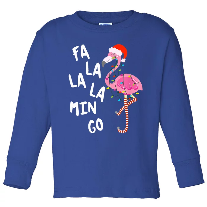 Fa La La La Mingo Flamingo Xmas Gift Flamingo Ugly Sweater Funny Gift Toddler Long Sleeve Shirt