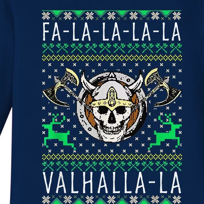 Fa La La La Valhalla La Viking God Ugly Christmas Baby Long Sleeve Bodysuit