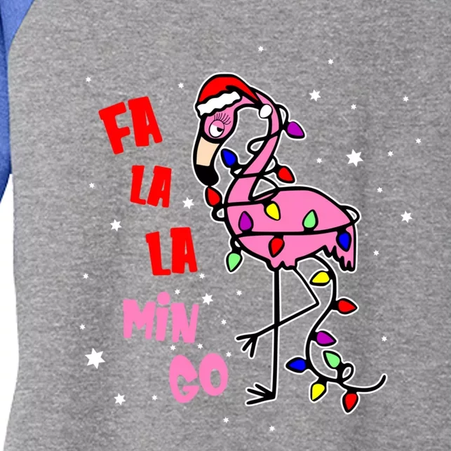 Fa La La La Mingo Flamingo Tree Christmas Sweater Xmas Gift Women's Tri-Blend 3/4-Sleeve Raglan Shirt