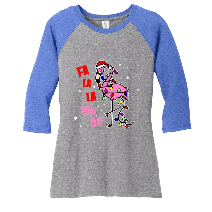 Fa La La La Mingo Flamingo Tree Christmas Sweater Xmas Gift Women's Tri-Blend 3/4-Sleeve Raglan Shirt