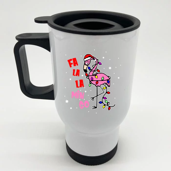 Fa La La La Mingo Flamingo Tree Christmas Sweater Xmas Gift Front & Back Stainless Steel Travel Mug