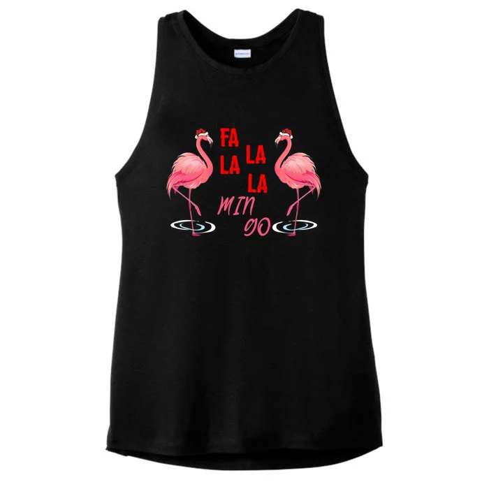 Fa La La La Mingo Matching Family Santa Flamingo Christmas Funny Gift Ladies Tri-Blend Wicking Tank