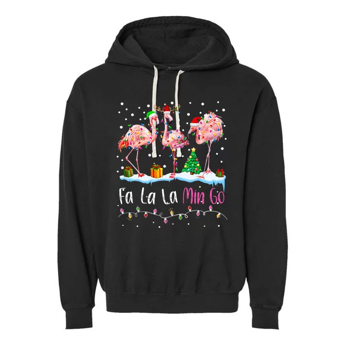 Fa La La La Mingo Flamingo Christmas  Xmas Garment-Dyed Fleece Hoodie