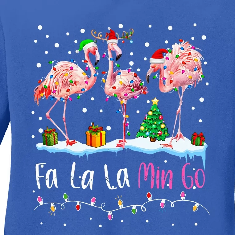 Fa La La La Mingo Flamingo Christmas  Xmas Ladies Long Sleeve Shirt