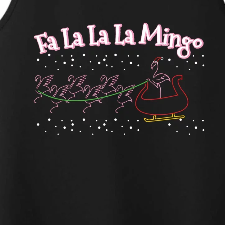 Fa La La La Mingo Pink Flamingo Santa Claus Reindeer Sleigh Cool Gift Performance Tank