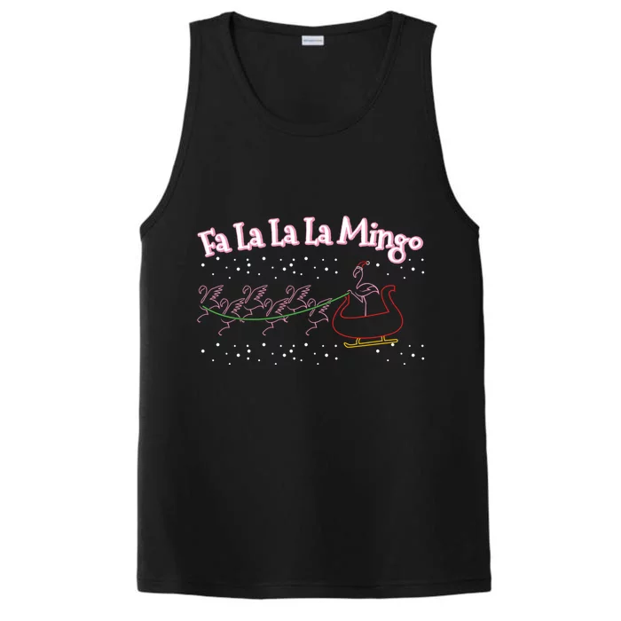 Fa La La La Mingo Pink Flamingo Santa Claus Reindeer Sleigh Cool Gift Performance Tank