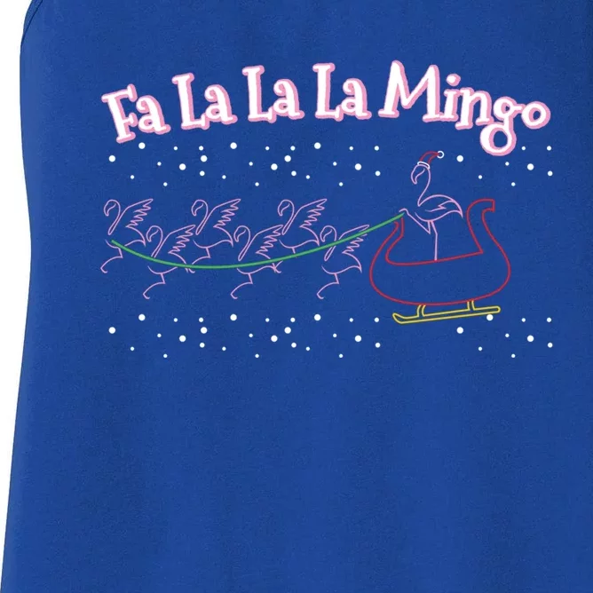 Fa La La La Mingo Pink Flamingo Santa Claus Reindeer Sleigh Cool Gift Women's Racerback Tank