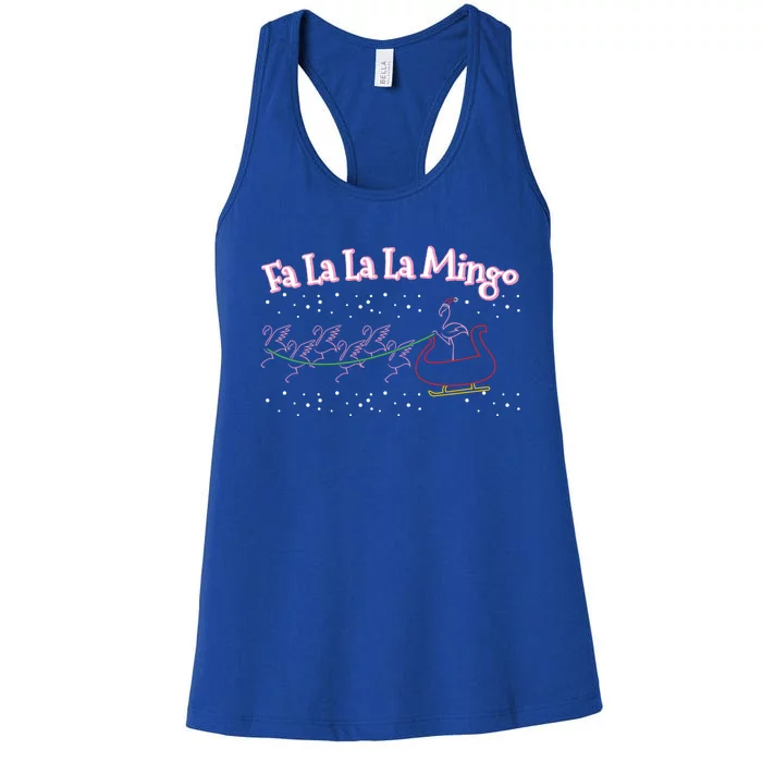 Fa La La La Mingo Pink Flamingo Santa Claus Reindeer Sleigh Cool Gift Women's Racerback Tank