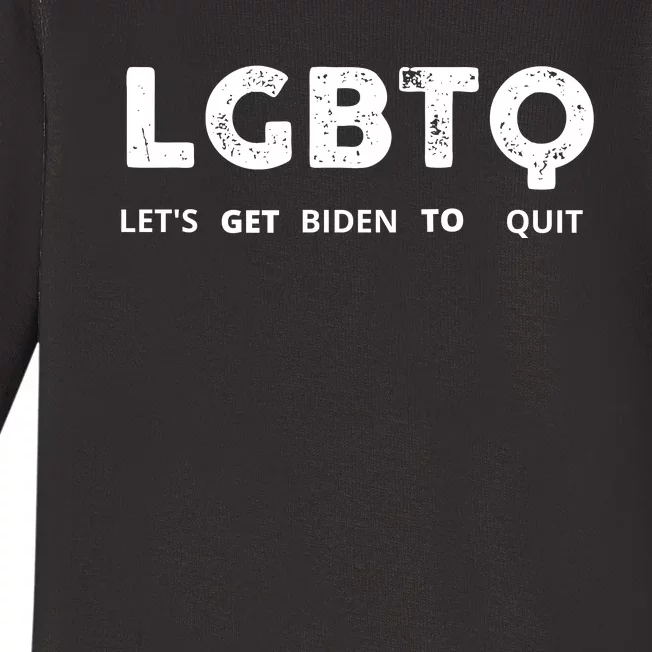 Funny LGBTQ Let's Get Biden To Quit Parody Design 2021 Baby Long Sleeve Bodysuit