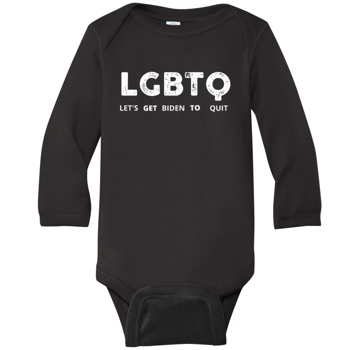 Funny LGBTQ Let's Get Biden To Quit Parody Design 2021 Baby Long Sleeve Bodysuit