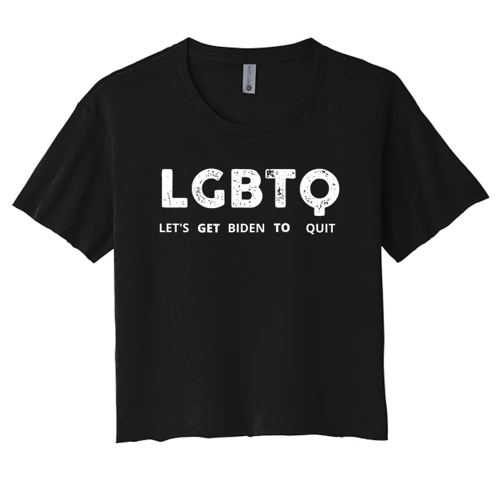 Funny LGBTQ Let's Get Biden To Quit Parody Design 2021 Women's Crop Top Tee