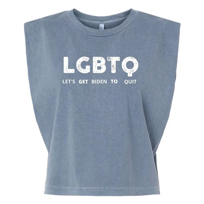 Funny LGBTQ Let's Get Biden To Quit Parody Design 2021 Garment-Dyed Women's Muscle Tee