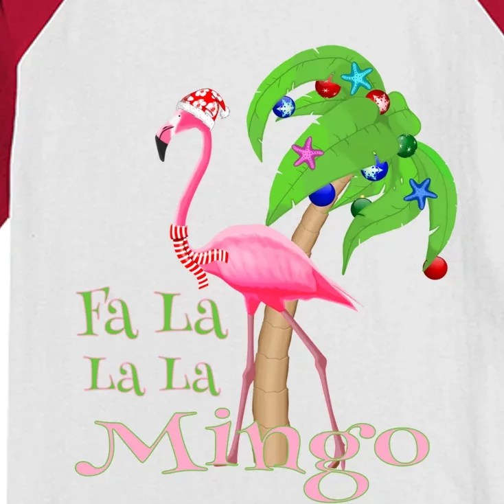 Fa La La La Mingo Pink Flamingo Tropical Christmas Cool Gift Kids Colorblock Raglan Jersey