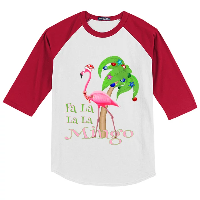 Fa La La La Mingo Pink Flamingo Tropical Christmas Cool Gift Kids Colorblock Raglan Jersey