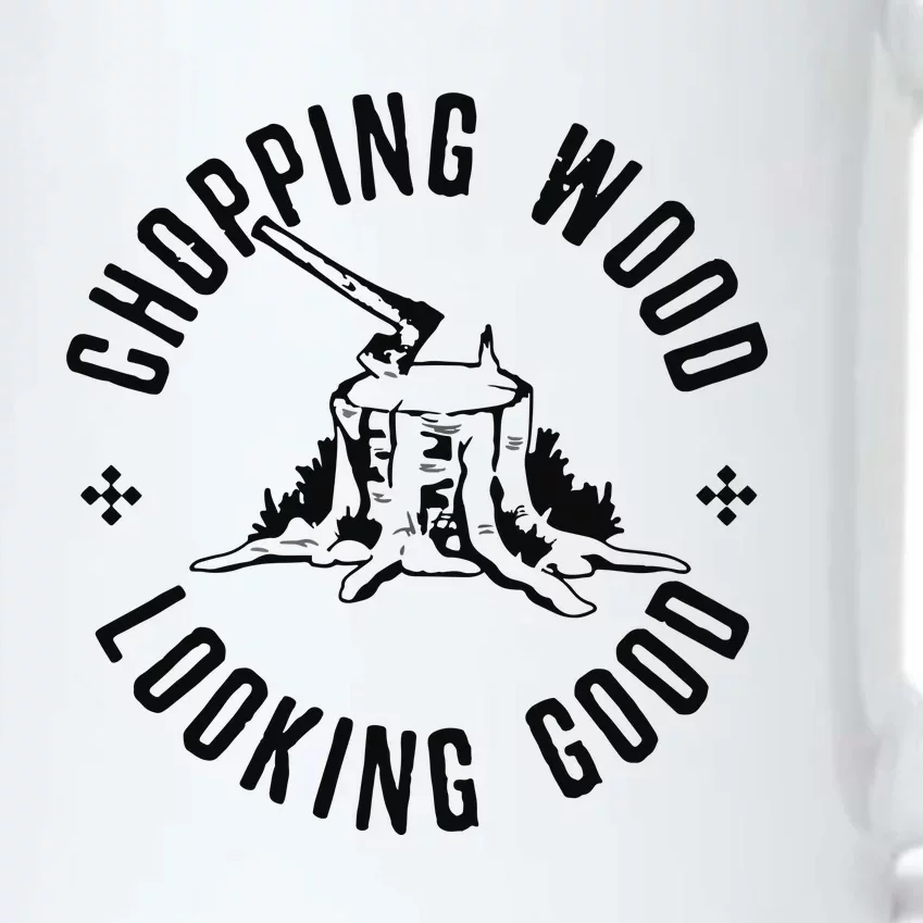 Funny Lumberjack Logger Chopping Wood Looking Good Black Color Changing Mug