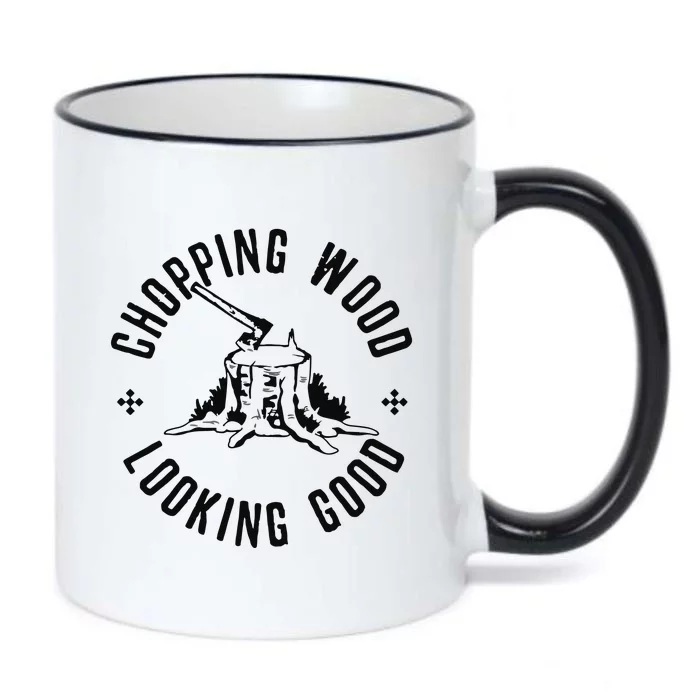 Funny Lumberjack Logger Chopping Wood Looking Good Black Color Changing Mug