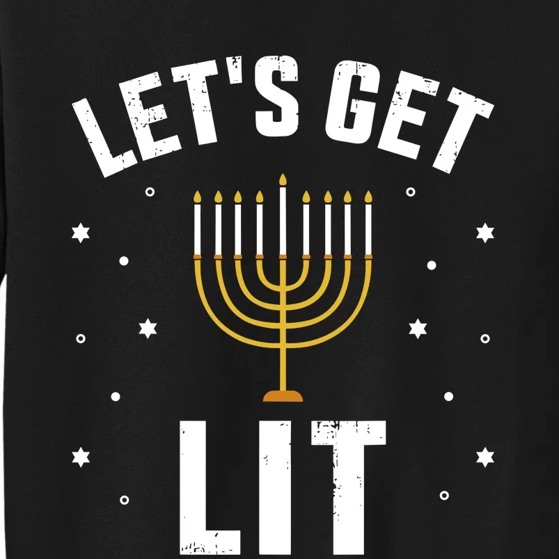 Funny LetS Lit With Menorah For Jewish Hanukkah Sweatshirt