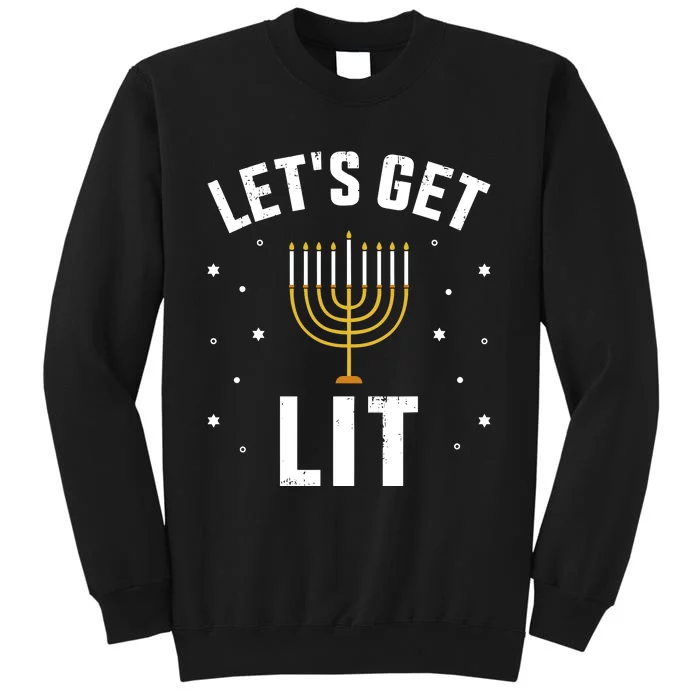 Funny LetS Lit With Menorah For Jewish Hanukkah Sweatshirt