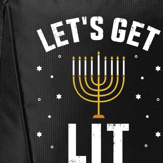 Funny LetS Lit With Menorah For Jewish Hanukkah City Backpack