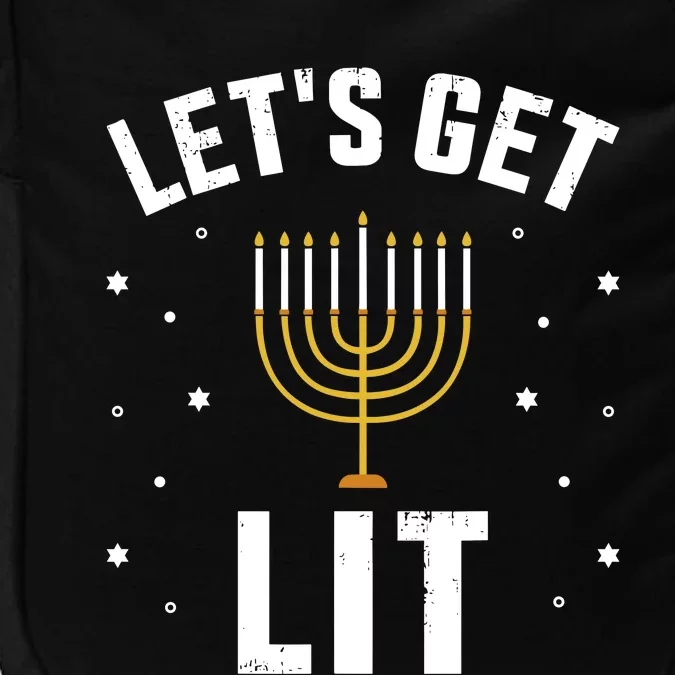 Funny LetS Lit With Menorah For Jewish Hanukkah Impact Tech Backpack