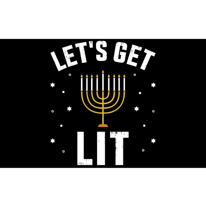 Funny LetS Lit With Menorah For Jewish Hanukkah Bumper Sticker