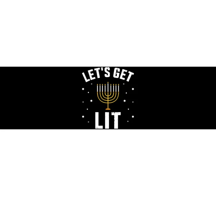 Funny LetS Lit With Menorah For Jewish Hanukkah Bumper Sticker