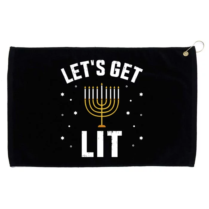 Funny LetS Lit With Menorah For Jewish Hanukkah Grommeted Golf Towel