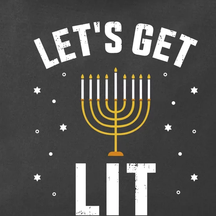 Funny LetS Lit With Menorah For Jewish Hanukkah Zip Tote Bag