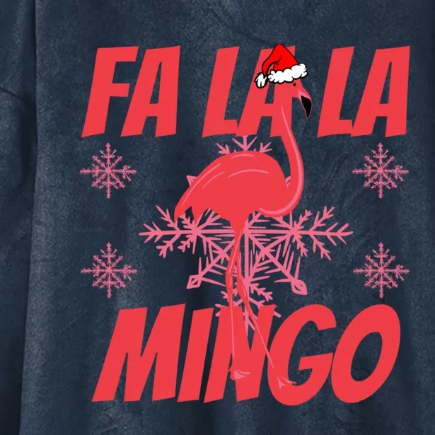 Fa La La Mingo Flamingo Christmas Gift Hooded Wearable Blanket