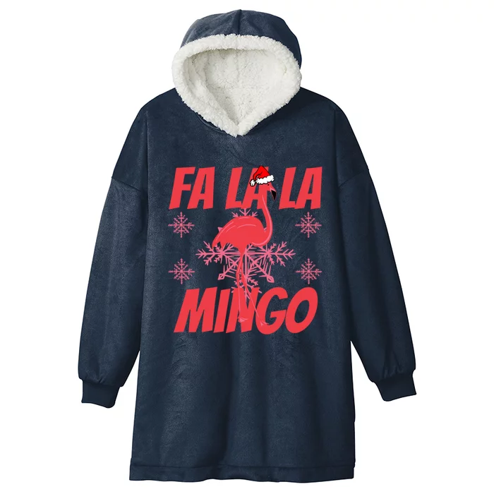 Fa La La Mingo Flamingo Christmas Gift Hooded Wearable Blanket