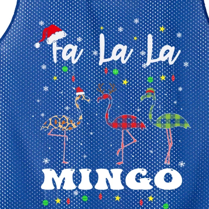 Fa La La Mingo Christmas Flamingo Tree Lights Santa Family Gift Mesh Reversible Basketball Jersey Tank