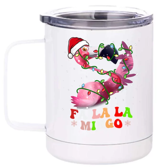 Fa La La Mingo Cute Flamingo Christmas Holiday Flamingo Gift Front & Back 12oz Stainless Steel Tumbler Cup