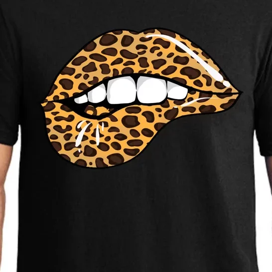 Funny Leopard Lips Cool Mouth Cheetah Lipstick Gift Pajama Set