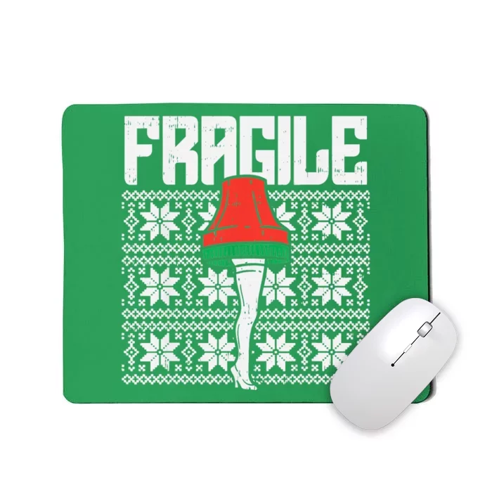 Fragile Leg Lamp Ugly Christmas Sweater Funny Xmas Mousepad