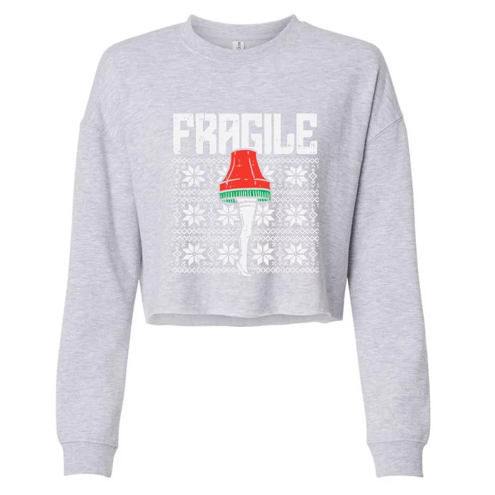 Fragile Leg Lamp Ugly Christmas Sweater Funny Xmas Cropped Pullover Crew