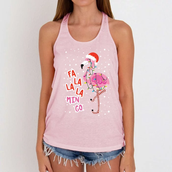 Fa La La Mingo Cute Pink Flamingo Santa Hat Merry Christmas Meaningful Gift Women's Knotted Racerback Tank