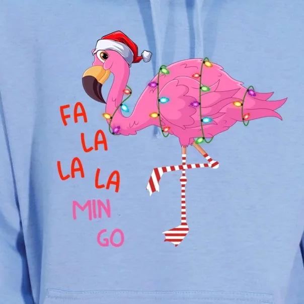 Fa La La Mingo Flamingo Funny Xmas Lights Tropical Funny Gift Unisex Surf Hoodie