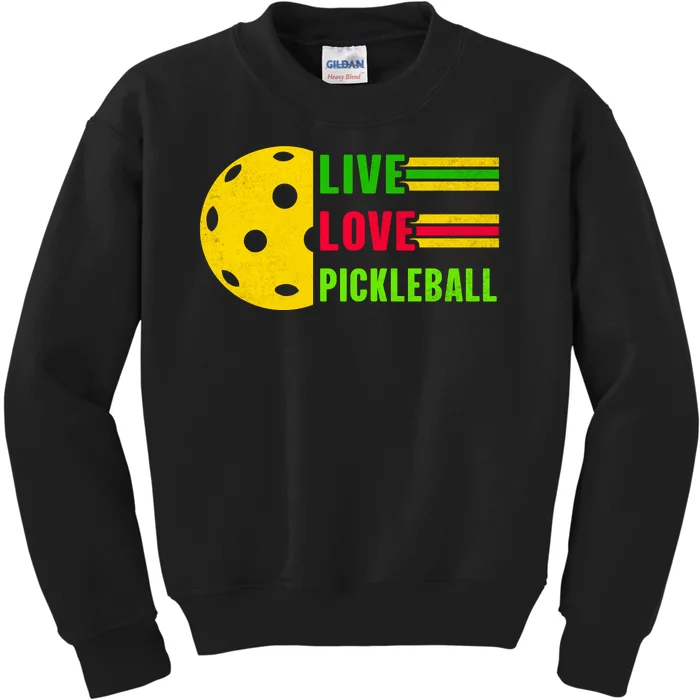 Funny Live Love Pickleball Kids Sweatshirt